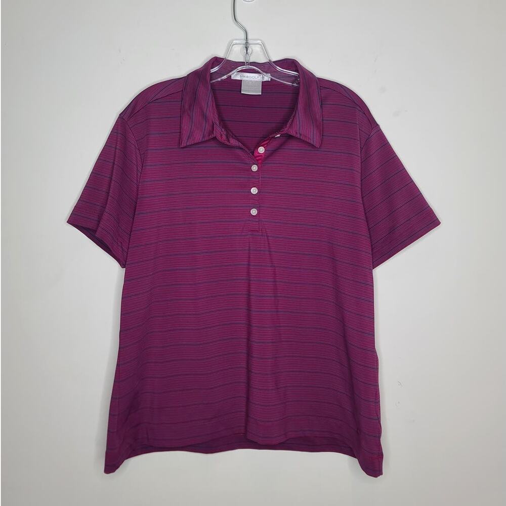 Nike Golf FitDry pink purple stripe short sleeve polo shirt - XL